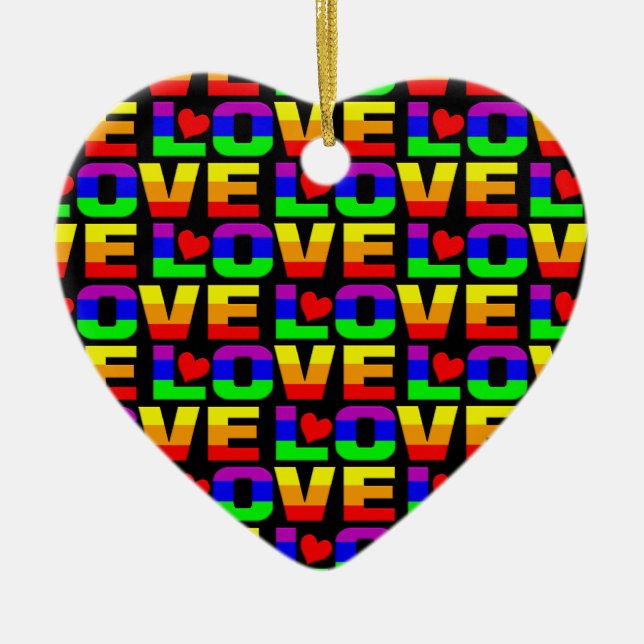 Ornamento De Cerâmica Arnament Rainbow Love, personalize (Frente)
