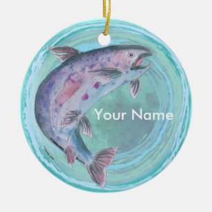 Ornamento De Cerâmica Arnamento personalizado de pesca de trutas