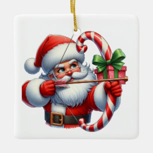 Ornamento De Cerâmica Arqueiro Favorito do Papai Noel Personalizado