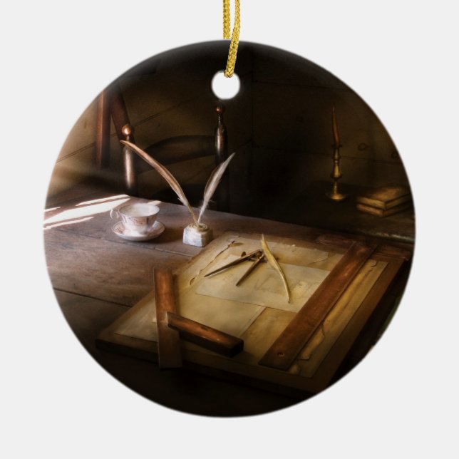 Ornamento De Cerâmica Arquiteto - a mesa de esboço (Frente)