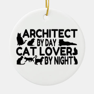 Ornamento De Cerâmica Arquiteto Cat Lover