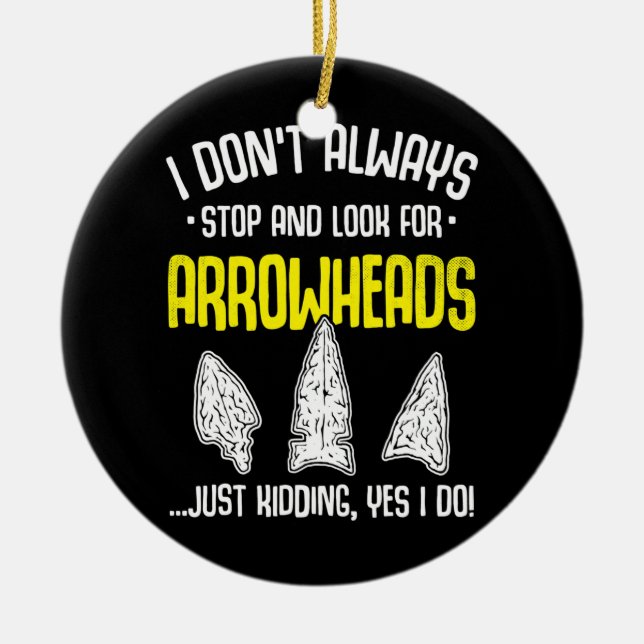 Ornamento De Cerâmica Arrohead Hunting Flint Coletando Flintknapping (Frente)