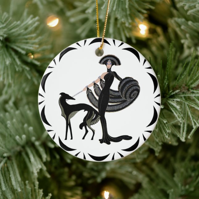Ornamento De Cerâmica Art Deco Borzoi Cerâmica Ornament (Árvore)