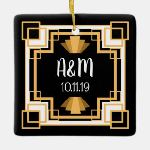 Ornamento De Cerâmica art deco de Geo do vintage do 1920 personalizado