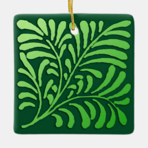 Ornamento De Cerâmica Art Deco Fern Standard - tons verdes