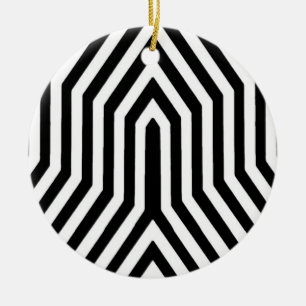Ornamento De Cerâmica Art Deco Geométrico - preto e branco