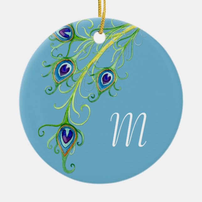 Ornamento De Cerâmica Art Deco Nouveau Style Pancas Pancas Pavão (Frente)