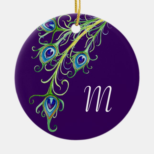 Ornamento De Cerâmica Art Deco Nouveau Style Pancas Pancas Pavão (Frente)