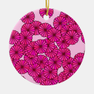 Ornamento De Cerâmica Art Deco - padrão de flores - magenta a rosa