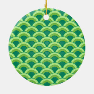 Ornamento De Cerâmica Art Deco wave pattern - jade green