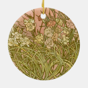 Ornamento De Cerâmica Art Nouveau Alfonse Mucha Floral