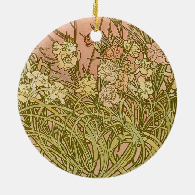 Ornamento De Cerâmica Art Nouveau Alfonse Mucha Floral (Traseira)