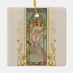 Ornamento De Cerâmica Art Nouveau Alphonse Mucha - Despertar Manhã
