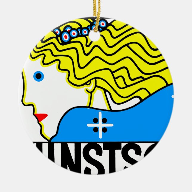 Ornamento De Cerâmica Art Nouveau Art Show Fair Maiden de 1908 (Frente)