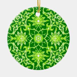 Ornamento De Cerâmica Art Nouveau Azulejo Chinês - Emerald Green