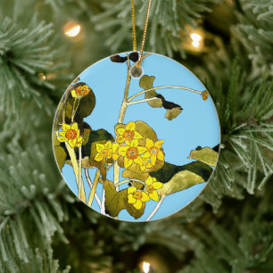 Ornamento De Cerâmica Art Nouveau Buttercups