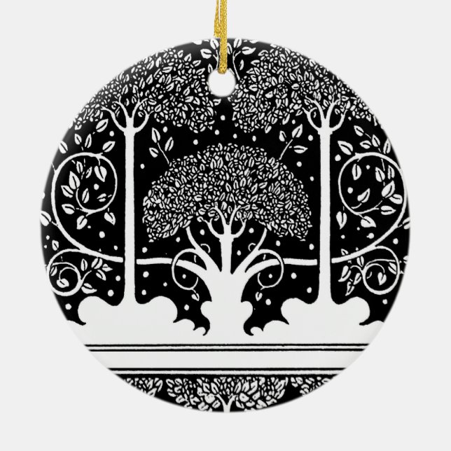 Ornamento De Cerâmica Art Nouveau Tree Beardsley Pattern (Traseira)