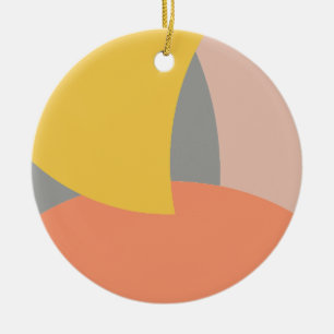 Ornamento De Cerâmica Arte abstrata Amarelo Cinza Branco