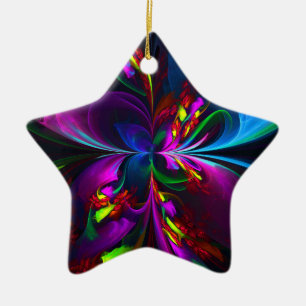 Ornamento De Cerâmica Arte abstrata floral moderna padrão vermelho e azu