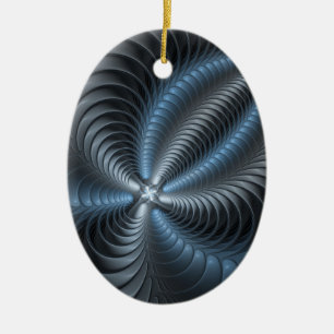 Ornamento De Cerâmica Arte abstrata moderna fractal 3D azul plástico cin
