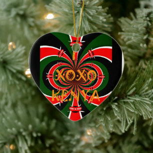 Ornamento De Cerâmica Arte Abstrato de Bandeira do Quênia inspirada na Á