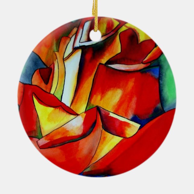 Ornamento De Cerâmica Arte aquarela rosa França Livre (Traseira)