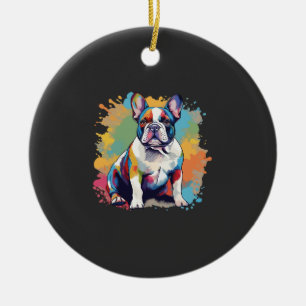 Ornamento De Cerâmica Arte Colorida de Bulldog Francês para Amantes de C
