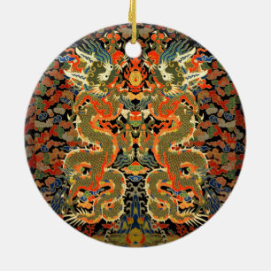 Ornamento De Cerâmica Arte Colorido Dragão Asiático Chinês