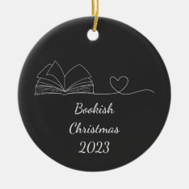 Ornamento De Cerâmica Arte da Linha do Sobrevoo do Livro Branco e Preto,