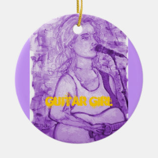 Ornamento De Cerâmica arte da menina da guitarra