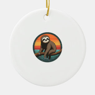 Ornamento De Cerâmica Arte de Animal da Selva Retro Gráfico de Preguiça 