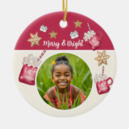 Ornamento De Cerâmica Arte de Aquarela Feriado de Cacau Quente