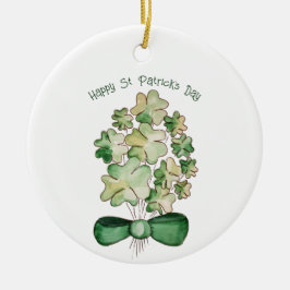Ornamento De Cerâmica Arte de Aquarela Trevo da Sorte Shamrock