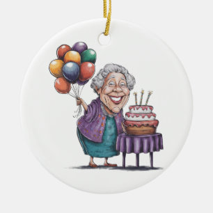 Ornamento De Cerâmica Arte de Balão de Festa de Aniversário da Nana Humo