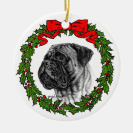 Ornamento De Cerâmica Arte de Bullmastiff por Glenda S. Harlan