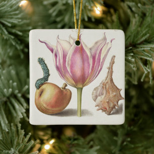 Ornamento De Cerâmica Arte de Caligrafia da Renascença Tulipa Rosa e Per