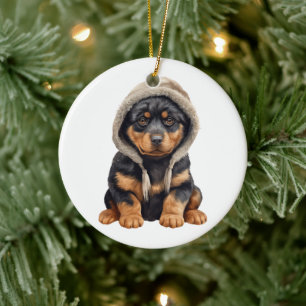 Ornamento De Cerâmica Arte de Cão Rottweiler Personalizada