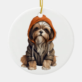 Ornamento De Cerâmica Arte de Cão Shih Tzu Personalizada