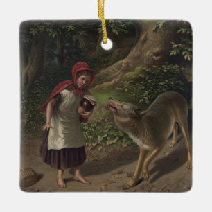 Ornamento De Cerâmica Arte de Conto de Fadas Vintage Chapeuzinho Vermelh
