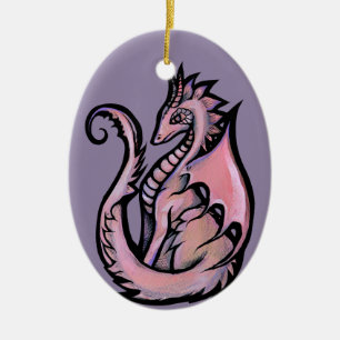 Ornamento De Cerâmica Arte de Dragão Rosa design de dragões fofos arte d