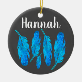 Ornamento De Cerâmica Arte de folha azul