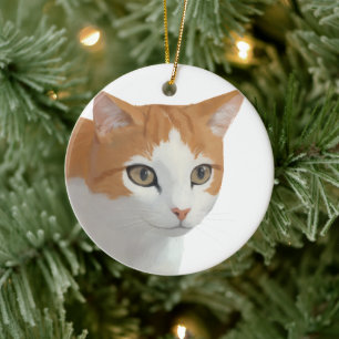 Ornamento De Cerâmica Arte de Gato Ginger Adorável