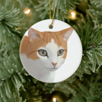 Ornamento De Cerâmica Arte de Gato Ginger Adorável