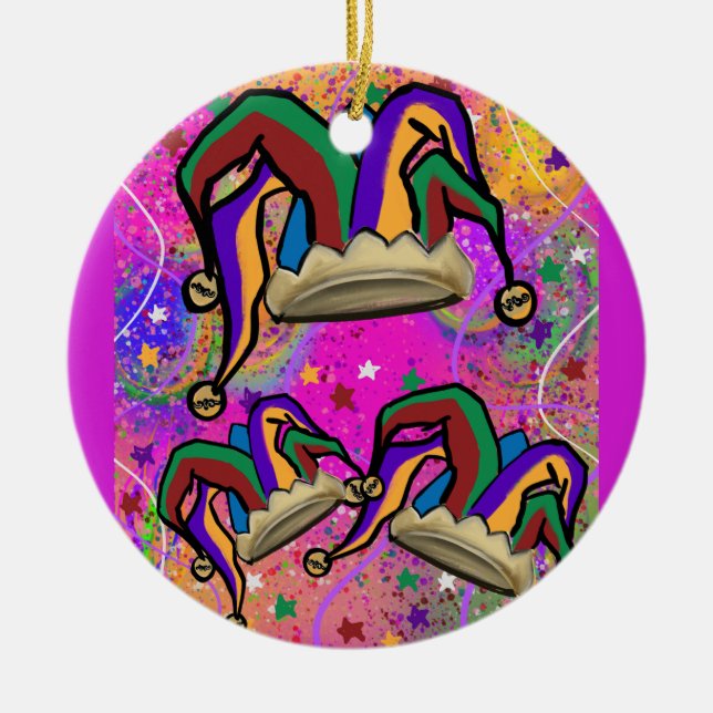 ORNAMENTO DE CERÂMICA ARTE DE MARDI GRAS   (Frente)