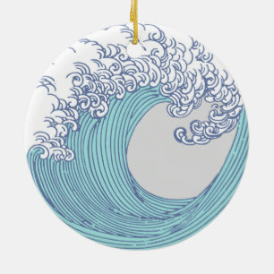 Ornamento De Cerâmica Arte de onda de surf Ukiyo-e japonês vintage Costa