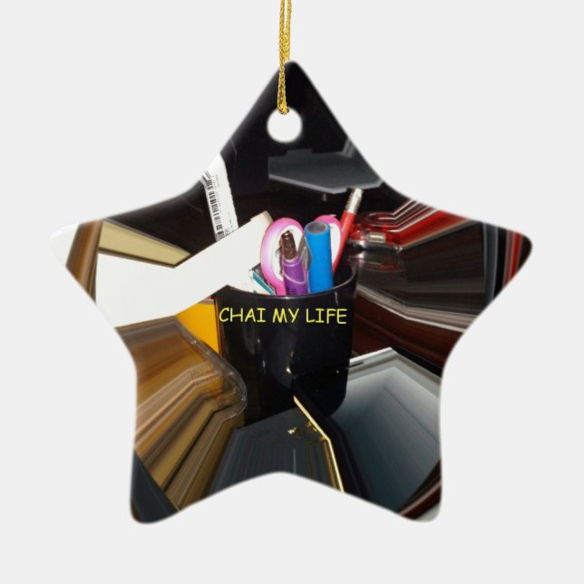 Ornamento De Cerâmica Arte de Papel de carta do Tea Mug Life abstrato (Frente)