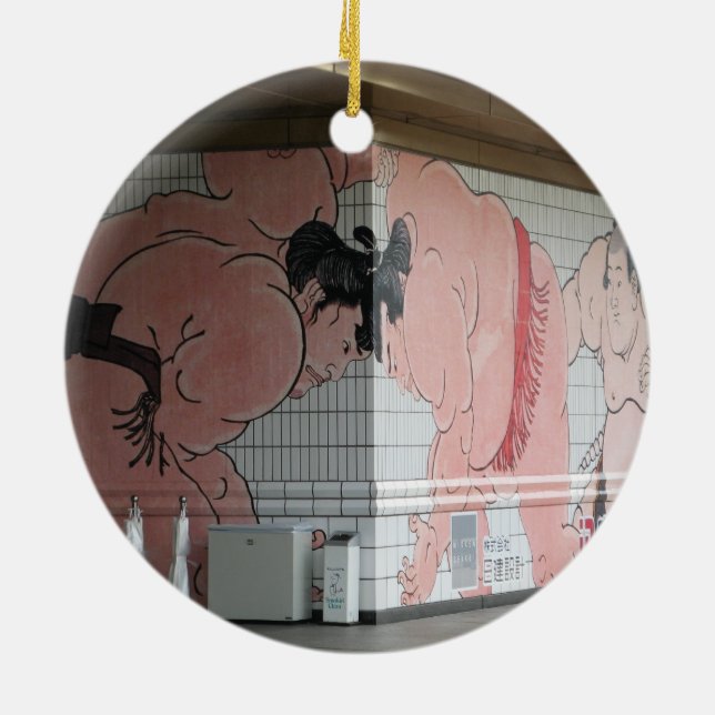 Ornamento De Cerâmica Arte de Parede Mural Sumo (Traseira)