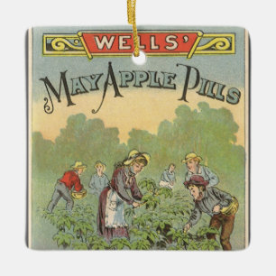 Ornamento De Cerâmica Arte de rótulo de produto vintage, Wells May Apple
