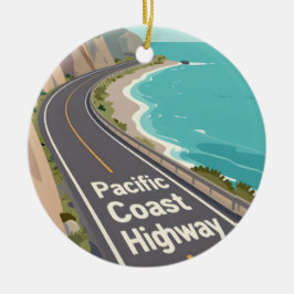 Ornamento De Cerâmica Arte de Viagem Gráfico da Pacific Coast Highway