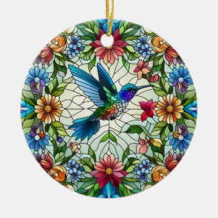 Ornamento De Cerâmica Arte de Vidro Manchada, Hummingbird Escondido Vidr
